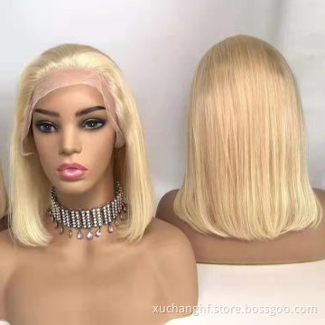 Wholesale 4x4 613 Blonde Short Human Bob Wig,Blonde Bob Lace Front Closure Wig,Human Hair Short Honey Blonde Bob Wig